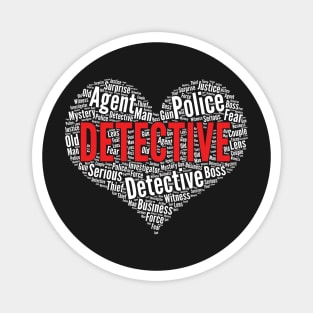 Detective Heart Shape Word Cloud Design design Magnet